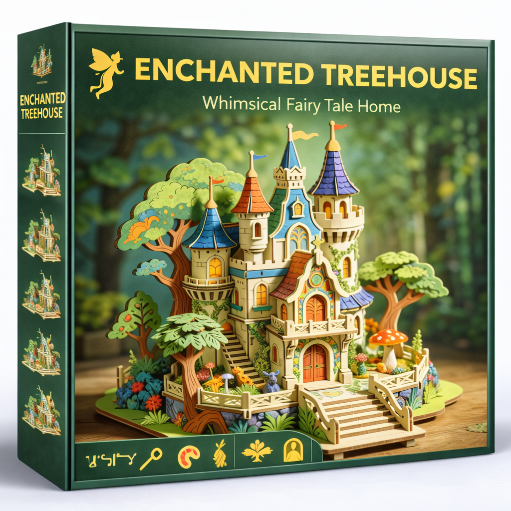🏰🌿 Enchanted Treehouse Wooden Building Set – Build Your Own Magical Castle Surrounded by Nature