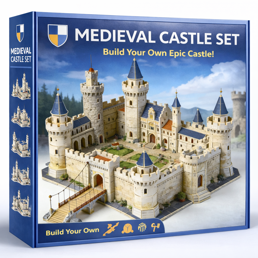🏰✨ Medieval Castle Building Set – Create Your Own Majestic Castle with Towers, Bridge & Courtyard