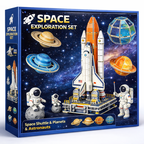 🚀🌌 Space Exploration Shuttle Building Block Set – Build Your Own Shuttle, Planets, and Astronauts